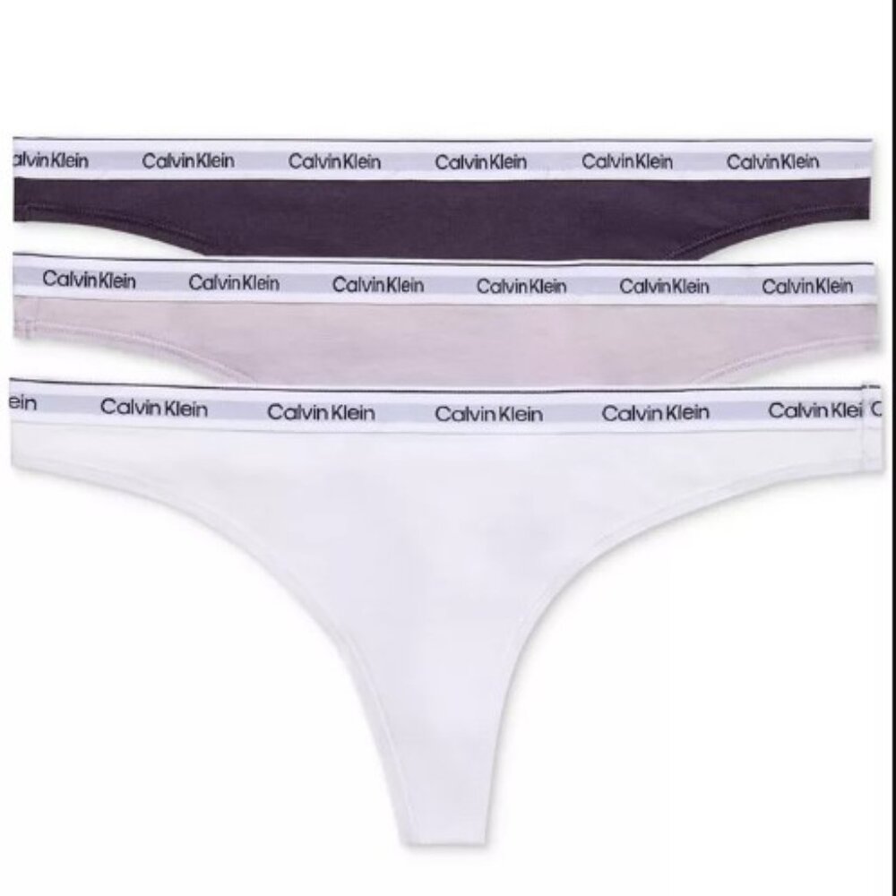 NWT Calvin Klein Modern Logo 3 pack Thong Panties Underwear MSRP $35
